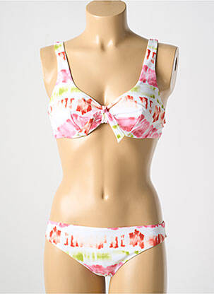 Costum de baie din două piese elasticitate sutien balconet cu decolteu înalt alb PASSIONATA femme