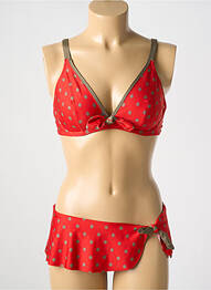 Costum de baie din două piese elasticitate sutien cupe întregi cu decolteu înalt roșu ANTIGEL femme