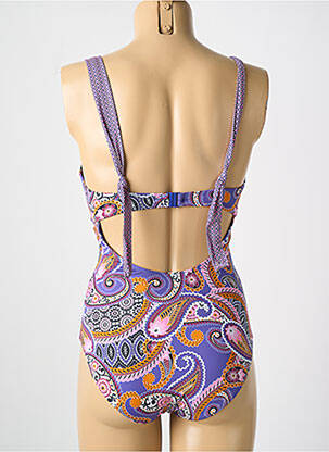 Costum de baie dintr-o singură piesă imprimeu fantezie top triunghiuri violet CYELL femeie
