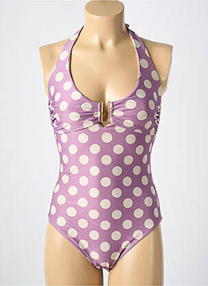 Costum de baie dintr-o singură piesă elasticitate top triunghiuri violet CYELL femeie