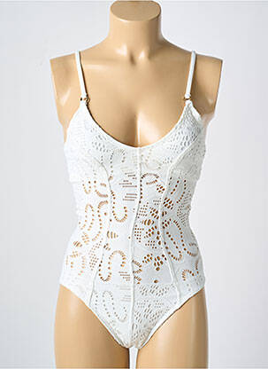 Costum de baie dintr-o singură piesă elasticitate top sutien modelat alb PILYQ femeie