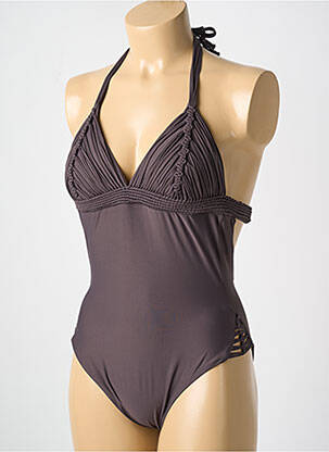 Costum de baie dintr-o singură piesă bretele elastice detașabile top sutien modelat maro PILYQ femeie