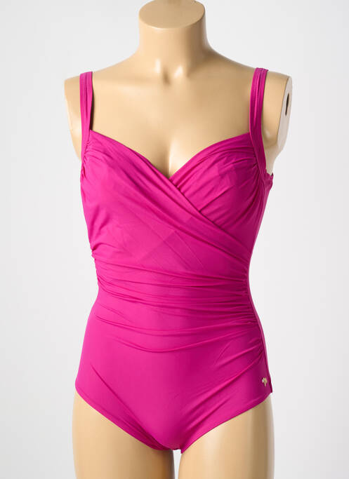 Costum de baie dintr-o singură piesă elasticitate sutien balconet cu decolteu înalt roz MIRADONNA femme