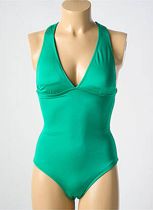 Costum de baie dintr-o singură piesă efect material satinat sutien cu susținere înaltă și burete detașabil verde PHAX femeie
