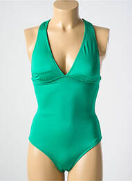 Costum de baie dintr-o singură piesă efect material satinat sutien cu susținere înaltă și burete detașabil verde PHAX femeie
