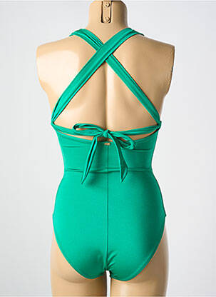 Costum de baie dintr-o singură piesă efect material satinat sutien cu susținere înaltă și burete detașabil verde PHAX femeie