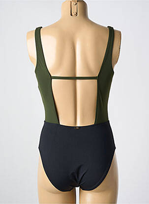 Costum de baie dintr-o singură piesă efect material satinat top triunghiuri verde AMORESSA femeie