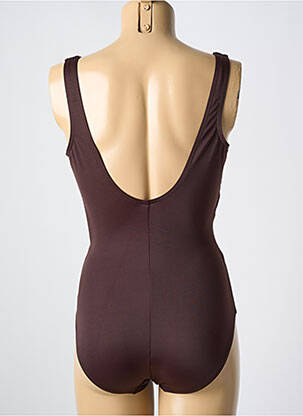 Costum de baie dintr-o singură piesă efect material satinat top sutien modelat maro MIRACLESUIT femeie