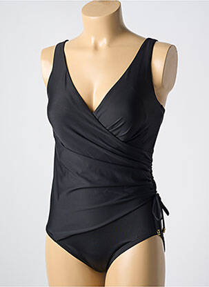 Costum de baie dintr-o singură piesă efect material satinat top triunghiuri negru MIRACLESUIT femeie