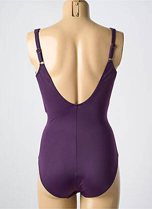 Costum de baie dintr-o singură piesă efect material satinat sutien cupe întregi cu decolteu înalt violet MIRACLESUIT femeie