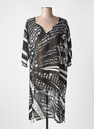 Rochie midi imprimeu fantezie mâneci scurte negru MIRADONNA femme