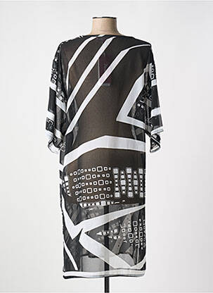 Rochie midi imprimeu fantezie mâneci scurte negru MIRADONNA femeie