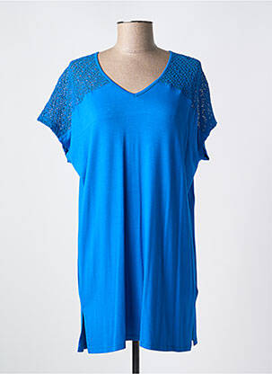 Rochie midi mâneci scurte mâneci scurte albastru MIRADONNA femeie