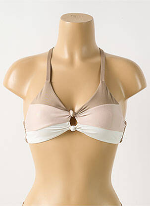 Sutien de costum de baie elasticitate sutien cupe întregi cu decolteu înalt bej PILYQ femeie