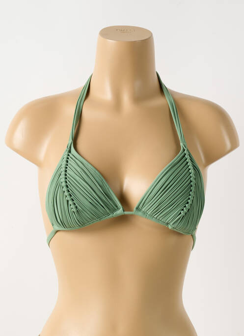 Sutien de costum de baie închidere cu legături de legat sutien cu susținere înaltă și burete detașabil verde PILYQ femme