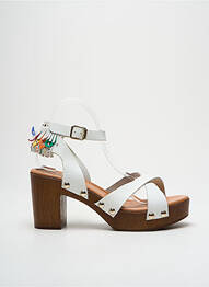 Sandale/pantofi decupați semi compensat toc de 7 la 9 cm alb GIANCARLO femme