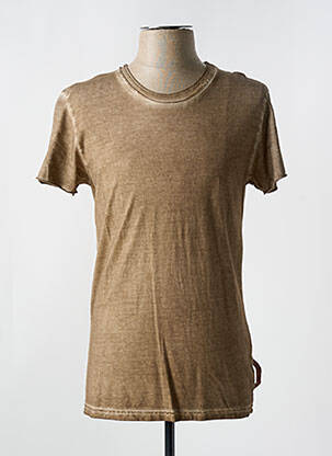 Tricou croială cambrată mâneci scurte maro FRENCH TERRY 1818 bărbat