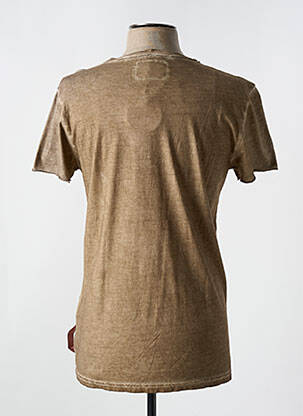 Tricou croială cambrată mâneci scurte maro FRENCH TERRY 1818 bărbat