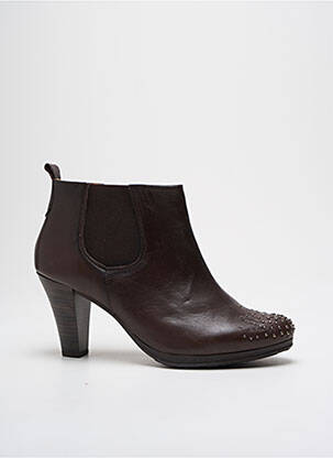 Botine/ghete material neted toc de 7 la 9 cm maro HISPANITAS femeie
