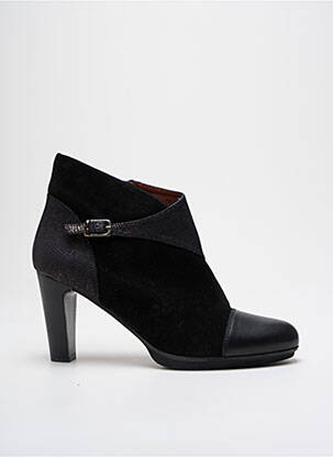 Botine/ghete țesătură satinată toc de 7 la 9 cm negru HISPANITAS femeie
