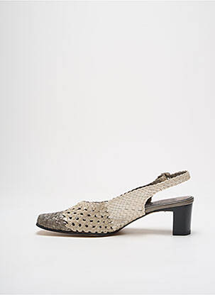 Sandale/pantofi decupați material neted toc de 4 la 6 cm bej BERTIN femeie