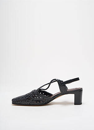 Sandale/pantofi decupați material neted toc de 4 la 6 cm negru BERTIN femeie