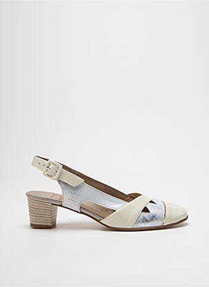 Sandale/pantofi decupați material neted toc de 4 la 6 cm bej HASLEY femeie