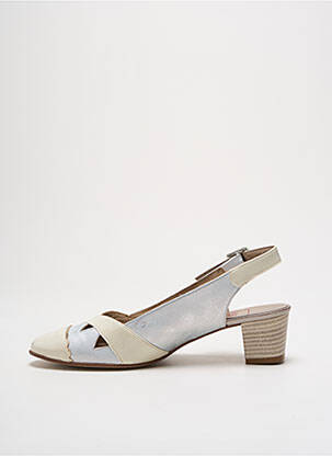 Sandale/pantofi decupați material neted toc de 4 la 6 cm bej HASLEY femeie
