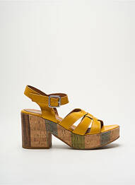 Sandale/pantofi decupați semi compensat toc de 7 la 9 cm galben ALPE femme