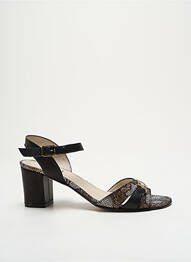 Sandale/pantofi decupați material neted toc de 4 la 6 cm negru HASLEY femme