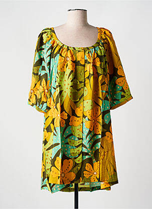 Rochie scurtă croială fluidă mâneci scurte portocalie ORFEO femeie