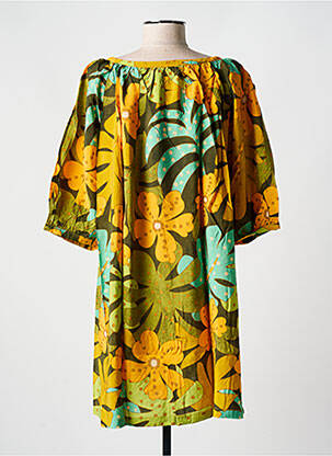 Rochie scurtă imprimeu floral mâneci scurte portocalie ORFEO femeie