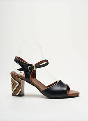 Sandale/pantofi decupați material neted toc de 4 la 6 cm negru NEMONIC femme