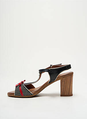 Sandale/pantofi decupați material neted toc de 4 la 6 cm negru NEMONIC femeie