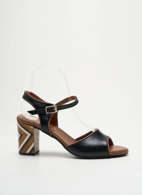 Sandale/pantofi decupați material neted toc de 4 la 6 cm negru NEMONIC femme