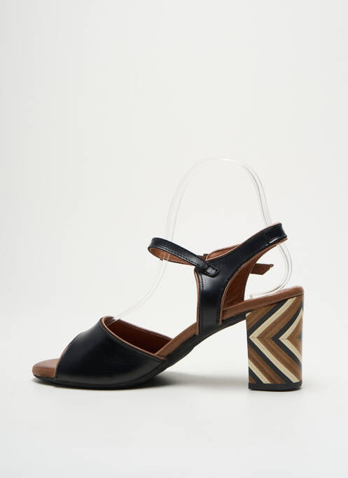 Sandale/pantofi decupați material neted toc de 4 la 6 cm negru NEMONIC femme