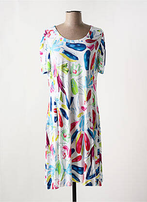 Rochie midi imprimeu floral mâneci scurte alb DOLCEZZA femeie
