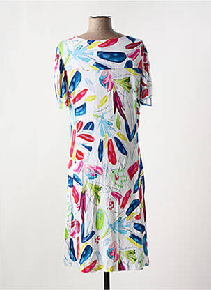 Rochie midi imprimeu floral mâneci scurte alb DOLCEZZA femeie