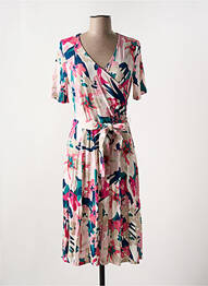 Rochie midi imprimeu fantezie mâneci scurte roz FRANK WALDER femme