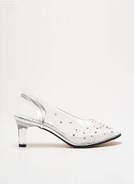 Sandale/pantofi decupați toc cui. toc de 4 la 6 cm argintiu AZUREE femme