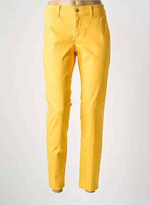Pantalon chino țesătură poplin mărime normală galben HAPPY femeie
