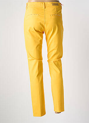 Pantalon chino țesătură poplin mărime normală galben HAPPY femeie
