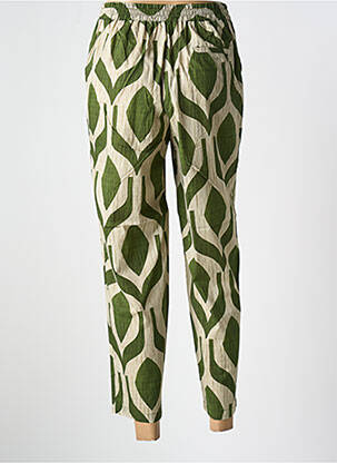 Pantalon drept țesătură poplin talie înaltă verde HOD femeie