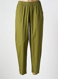 Pantalon drept țesătură poplin talie înaltă verde HOD femme