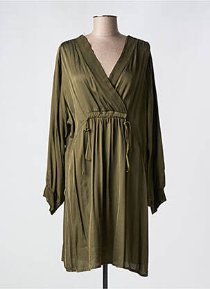 Rochie midi croială fluidă mâneci lungi verde PAKO LITTO femeie