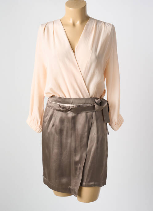 Salopetă scurtă croială fluidă mâneci lungi roz SANFASON femme