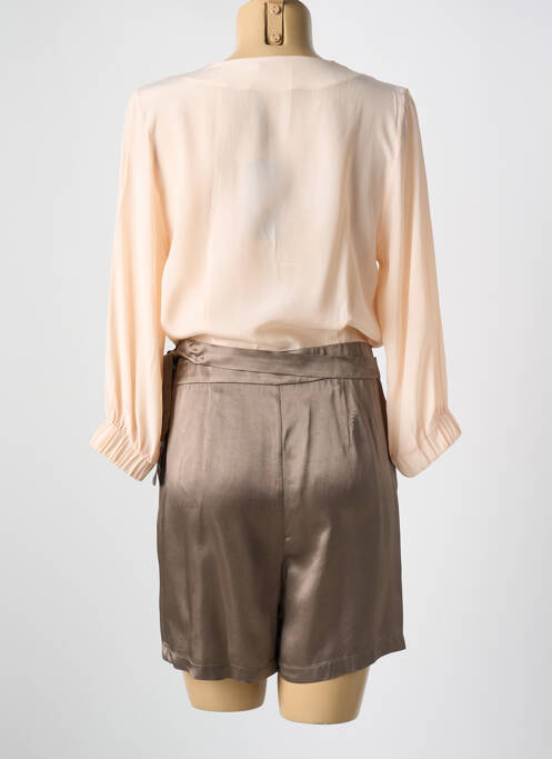 Salopetă scurtă croială fluidă mâneci lungi roz SANFASON femme