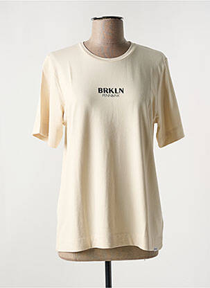Tricou imprimeu fantezie mâneci scurte bej PENN & INK N.Y femeie