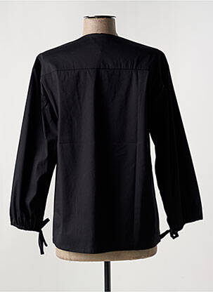 Bluză țesătură poplin mâneci lungi negru TOUPY femeie
