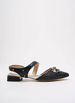Sandale/pantofi decupați material neted toc plat până la 3 cm negru MLV femeie